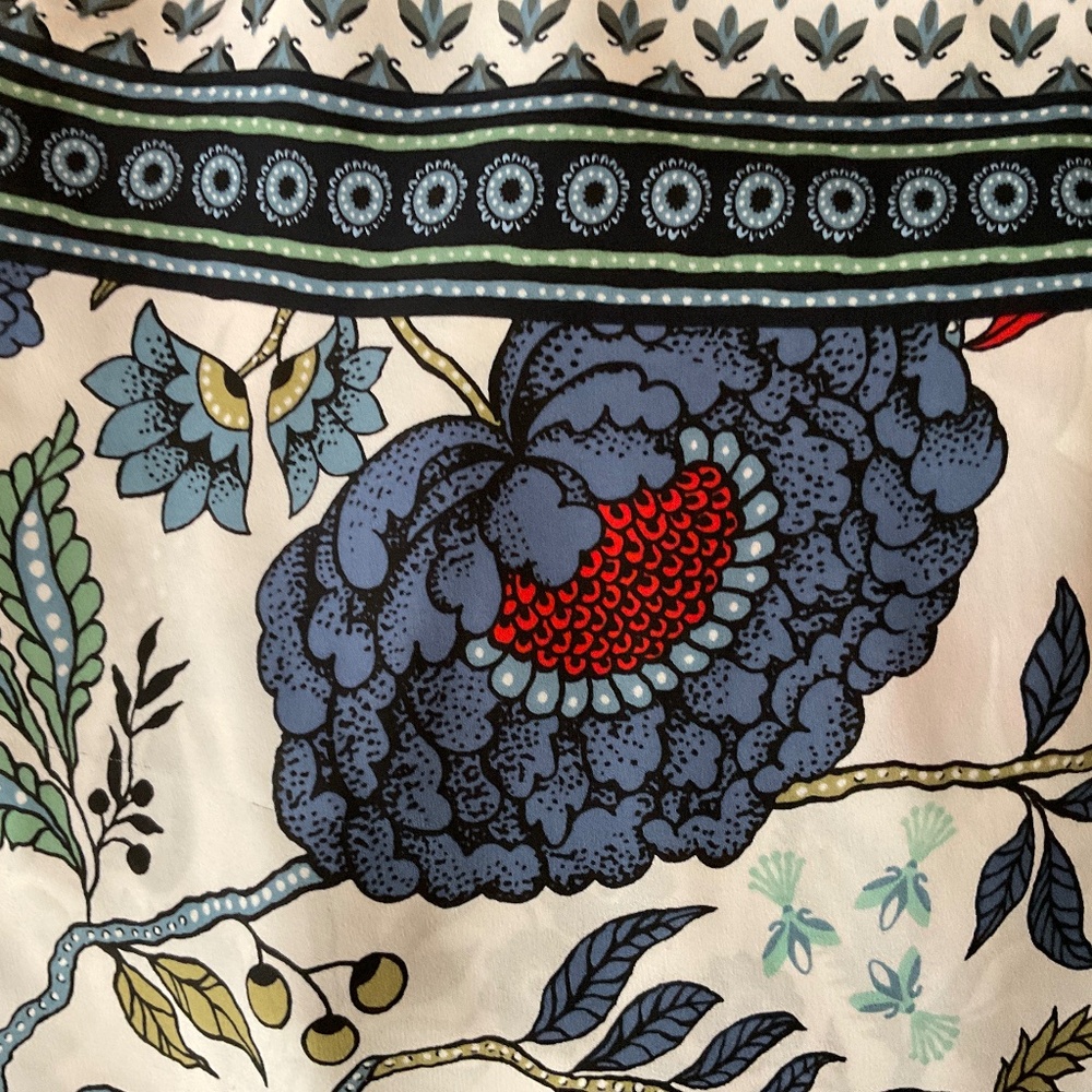 Cream, blue and red floral sleeveless LOFT top